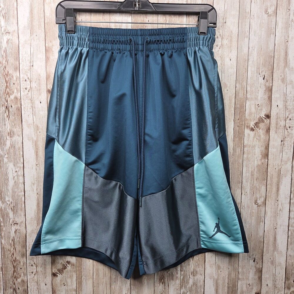 Jordan Men's Basketball Shorts Y2K Size Medium Elastic Waistband Teal Blue Color